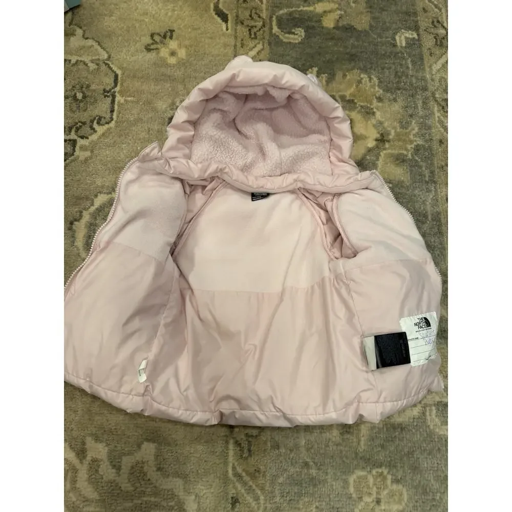 THE NORTH FACE Pink DOWN Filled FLEECE-LINED JACKET Baby Girl Sz 18-24 Months
